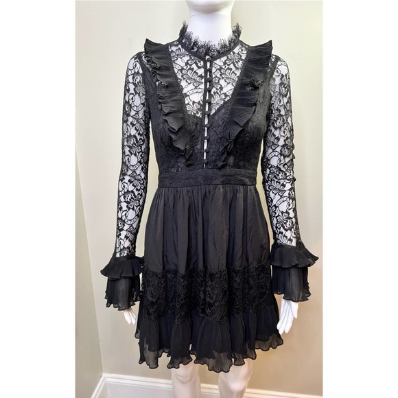 Black Lace Trimmed Dress - Picture 4 of 13